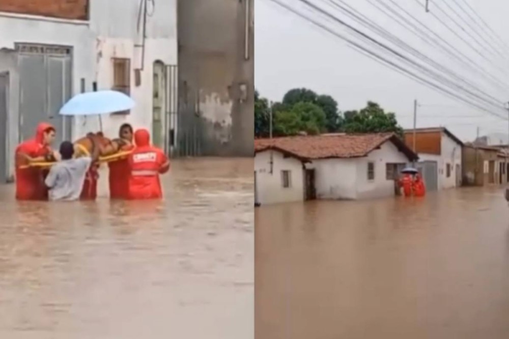 Idosa é resgatada após chuvas invadirem casa em Floriano | Foto: Reprodução