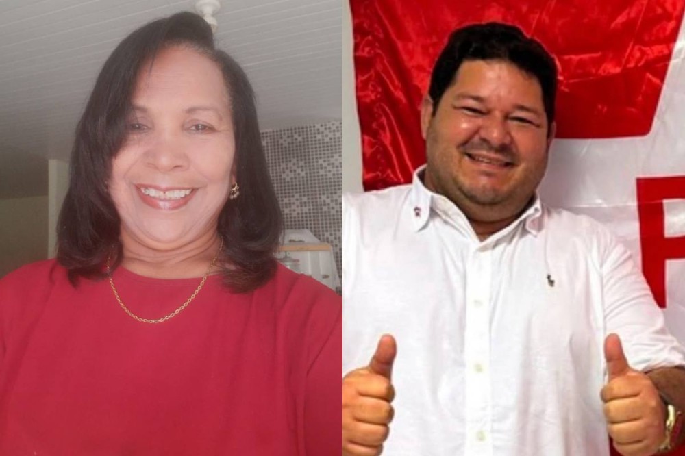 Presidente do PT em Valença, Chiquinha do PT (à esquerda da imagem); Leonardo Nogueira (à direita da imagem). (Créditos: reprodução)