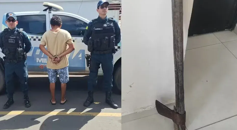 Jovem é ferido na cabeça após ataque do irmão com machado no interior do Piauí; suspeito é preso — Foto: Montagem g1 PI/ GPM