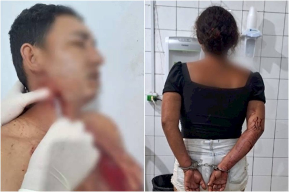 No Piauí, mulher é detida suspeita de esfaquear companheiro no pescoço; vítima não quis prestar queixa na polícia. (Créditos: reprodução)