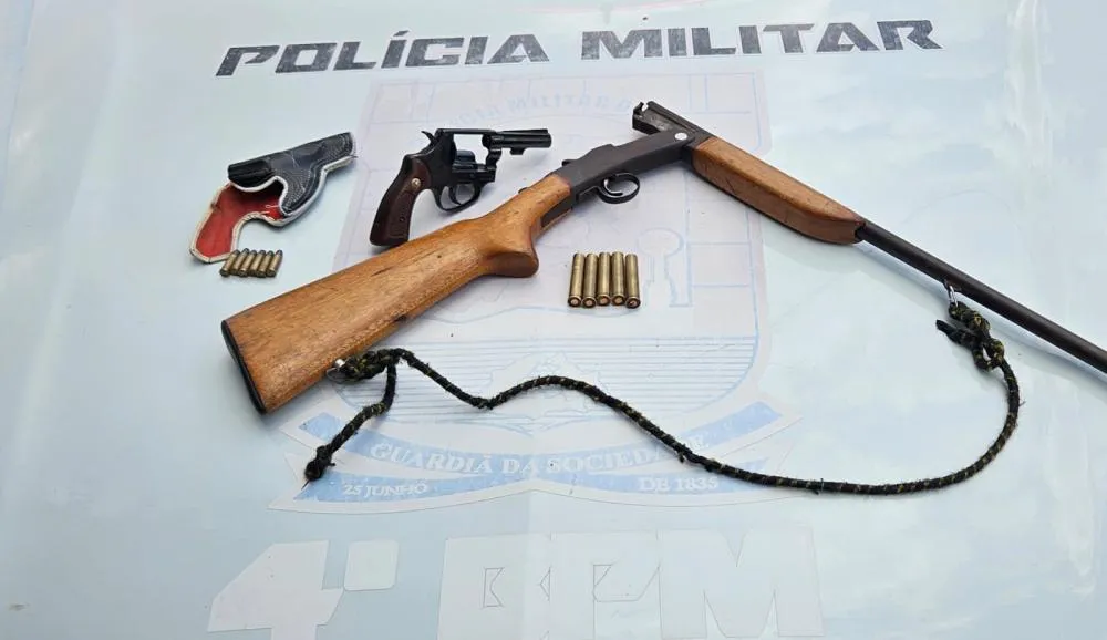 Após denúncia de disparos, armas e munições são apreendidas em residência na zona rural de Pio IX