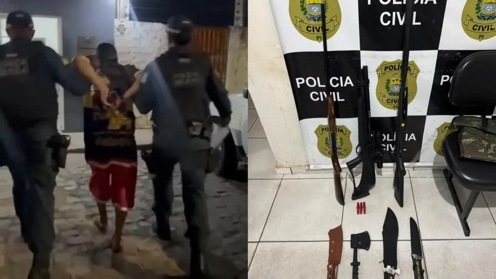 Homem é preso suspeito de agredir e ameaçar esposa no interior do Piauí. (Foto: Divulgação/ SSP-PI)