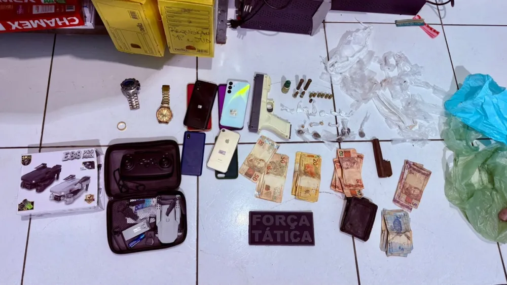 Força Tática do 23º BPM apreende drogas, munições e drone em residência de Várzea Grande do Piauí