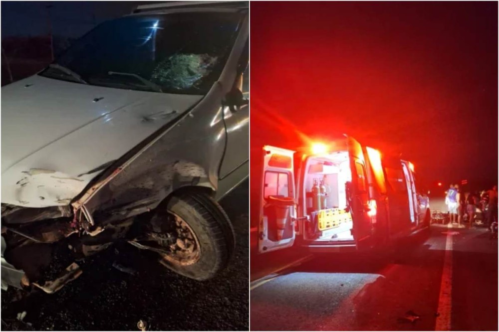 Mulher perde perna em acidente envolvendo moto e carro; filho e companheiro ficaram feridos. (Foto: Reprodução)